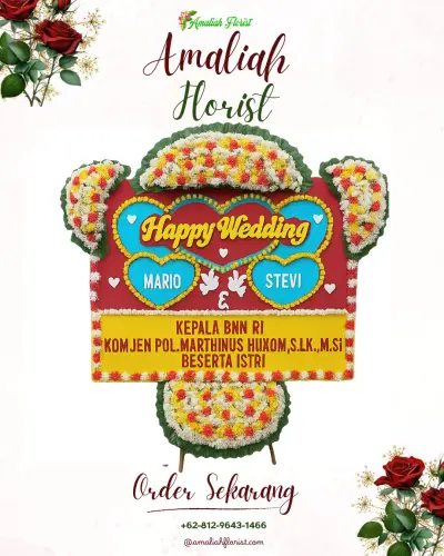 Karangan Papan Bunga Pernikahan di Pajarakan